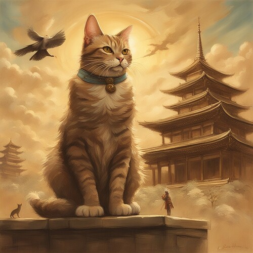 un-gato-en-un-templo-saludando-a-un-samurai-esquiv