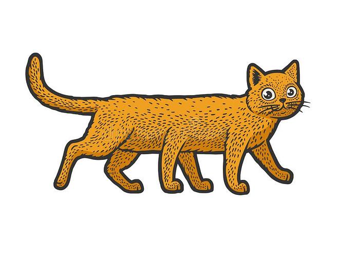 six-legged-cat-color-sketch-raster-illustration-engraving-t-shirt-apparel-print-design-scratch-board-imitation-black-white-245205650