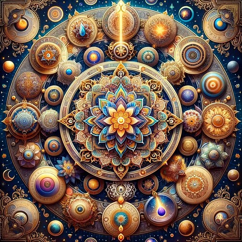 DALL·E 2024-03-30 21.55.44 - Create a visually captivating and spiritually infused mandala that embodies the essence of divine consciousness and the path to Self-realization. This
