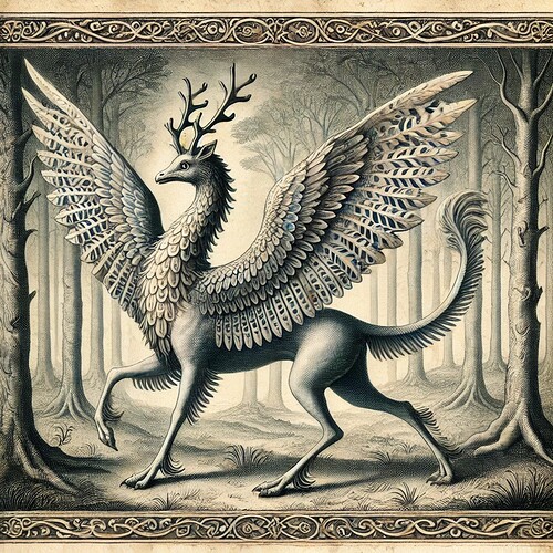 depiction of a Peryton, a mythical creature