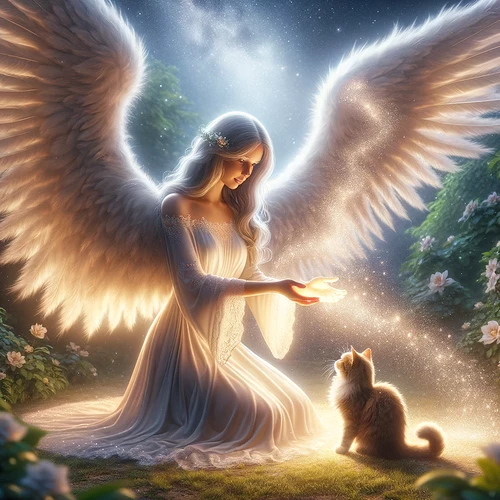 Healing angel with cat