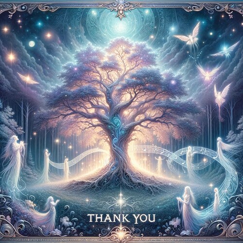 DALL·E 2023-11-26 19.22.37 - Dreamweaver Thank You featuring a fantastical and dreamlike scene. The card shows a mystical forest bathed in moonlight,