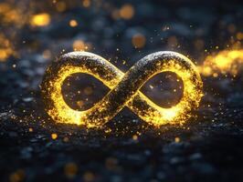 golden-infinity-symbol-on-black-stone-background-for-elegant-design-and-decoration-photo