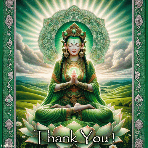 Thank You Green Tara on green lotus