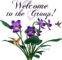 group welcome flowers purple
